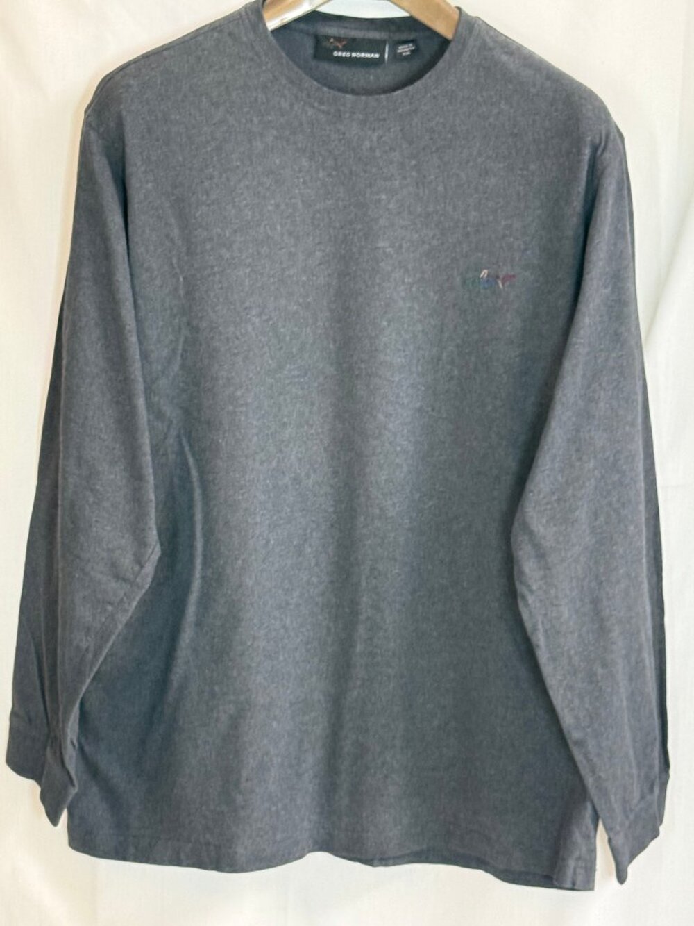 Greg Norman Men's 100% Cotton Crew Neck Long Sleeves Shirt - Dark Gray - XXL